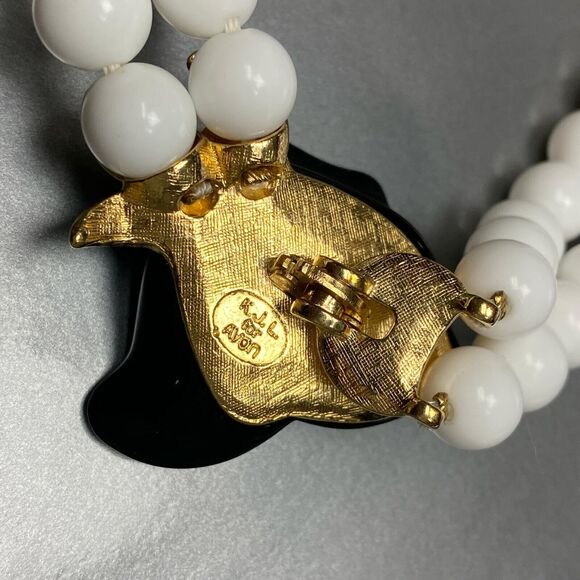 KJL for Avon Black Rose Double Strand White Bead Necklace - Picture 6 of 8